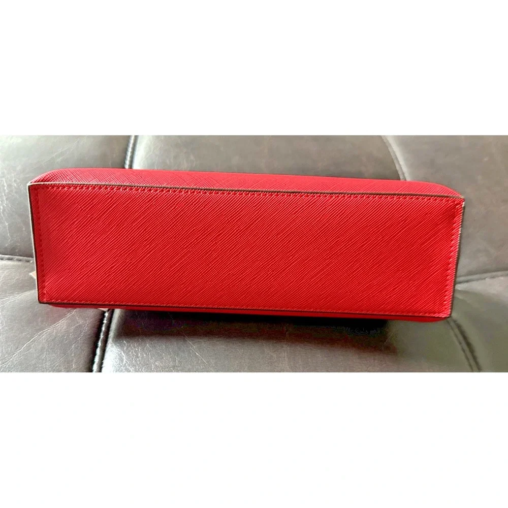 Chico's Red Cosmetic Pencil Case Black & White‎ Polka Dot Interior 8 x 3 x 2.5